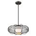 Loft One Light Oil-Rubbed Bronze Wire Globe Pendant with Etched Glass Interior Shade - ACC1731