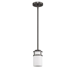 Alexis One Light Oil-Rubbed Bronze Pendant with Etched Glass Shade 