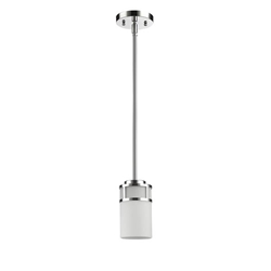 Alexis One Light Polished Nickel Pendant with Etched Glass Shade 