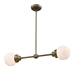 Portsmith Two Light Raw Brass Island Pendant with White Globe Shades - ACC1741