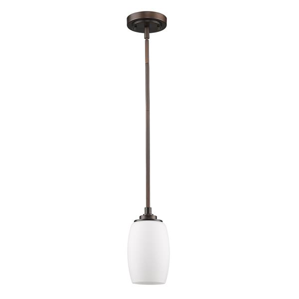 Sophia One Light Oil-Rubbed Bronze Pendant with Frosted Glass Shade 