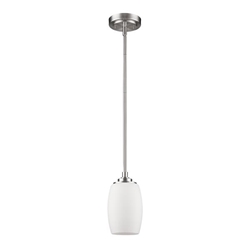 Sophia One Light Satin Nickel Pendant with Frosted Glass Shade 