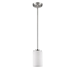 Addison One Light Satin Nickel Pendant with Etched Glass Shade 