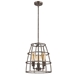 Rebarre 3-Light Antique Silver Drum Pendant with Open Cage Shade - ACC1755
