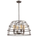 Rebarre 4-Light Antique Silver Drum Pendant with Open Cage Shade - ACC1756