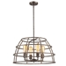 Rebarre 4-Light Antique Silver Drum Pendant with Open Cage Shade - ACC1756