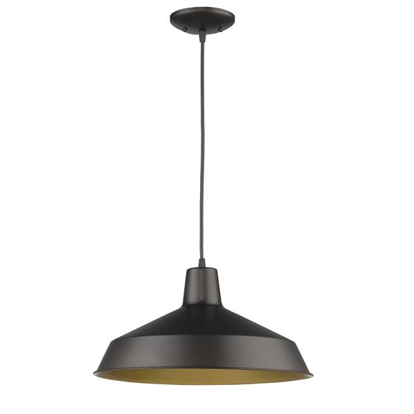 Alcove One Light Oil-Rubbed Bronze Pendant with Antique Gold Interior Shade 
