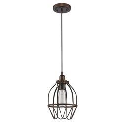 Loft One Light Oil-Rubbed Bronze Pendant with Wire Shade 