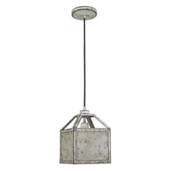 Iris One Light Aged Ivory Finished Pendant with Square Shaped Metal Shade 