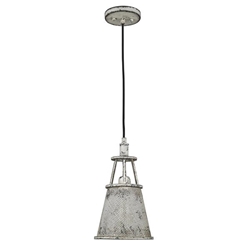 Iris One Light Aged Ivory Pendant with Cone Shaped Metal Shade 