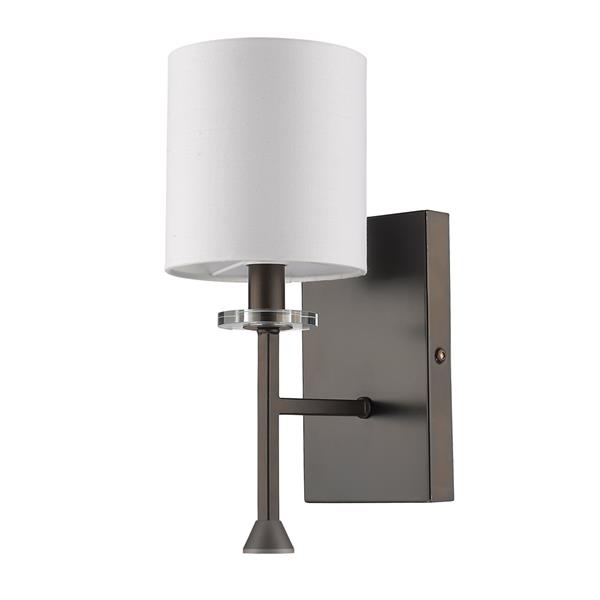 Kara One Light Oil-Rubbed Bronze Sconce with Fabric Shade And Crystal Bobeche 