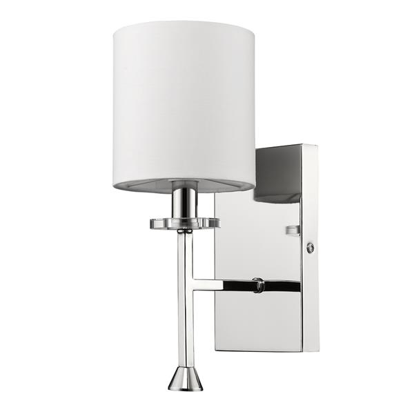 Kara One Light Polished Nickel Sconce with Fabric Shade And Crystal Bobeche 