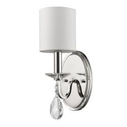 Lily 3-Light Polished Nickel Sconce with Fabric Shade And Crystal Accent 