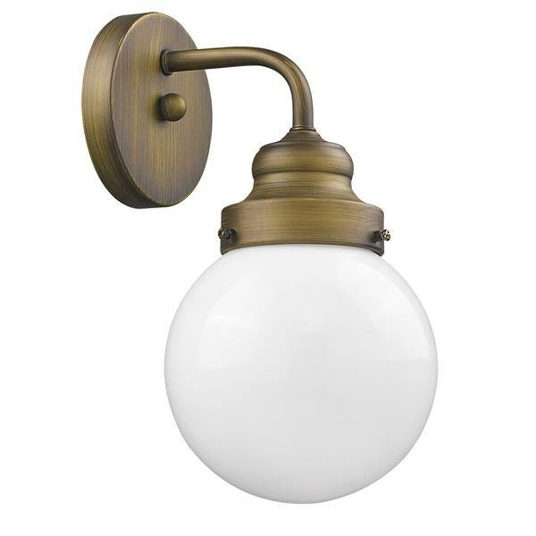 Portsmith One Light Raw Sconce with White Globe Shade 