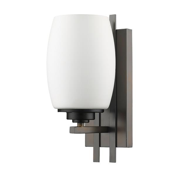 Sophia One Light Oil-Rubbed Bronze Sconce with Frosted Glass Shade 