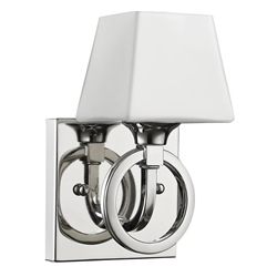 Josephine One Light Polished Nickel Sconce with Etched Glass Shade 