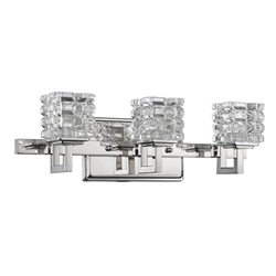Coralie 3-Light Polished Nickel Sconce with Pressed Crystal Shades 