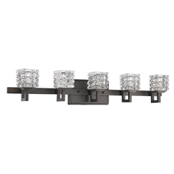 Coralie 5-Light Oil-Rubbed Bronze Sconce with Pressed Crystal Shades 