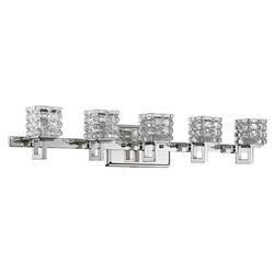 Coralie 5-Light Polished Nickel Sconce with Pressed Crystal Shades 