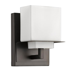 Rampart One Light Oil-Rubbed Bronze Sconce with Etched Glass Shade 