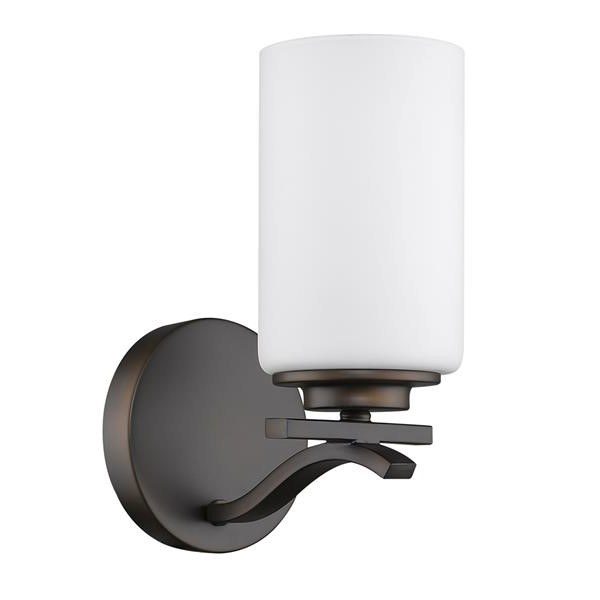Poydras One Light Oil-Rubbed Bronze Sconce with Etched Glass Shade 