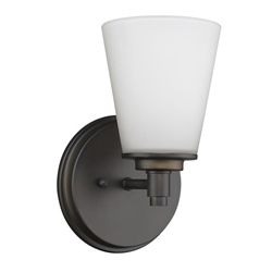 Conti One Light Oil-Rubbed Bronze Sconce with Etched Glass Shade 