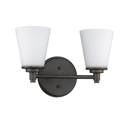 Conti Two Light Oil-Rubbed Bronze Sconce with Etched Glass Shades 