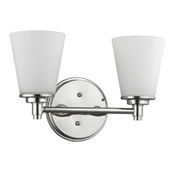 Conti Two Light Polished Nickel Sconce with Etched Glass Shades 