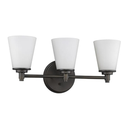 Conti 3-Light Oil-Rubbed Bronze Sconce with Etched Glass Shades 