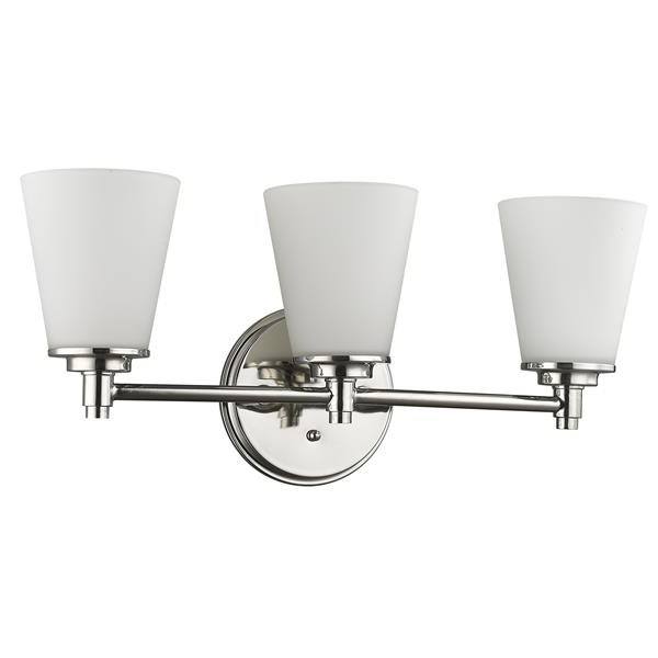 Conti 3-Light Polished Nickel Sconce with Etched Glass Shades 