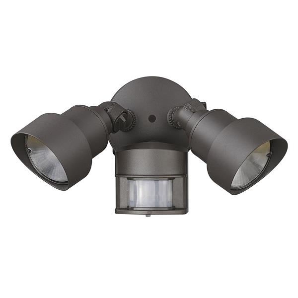 Two Light Architectural Bronze Integrated LED Adjustable Head Floodlight with Motion Sensor 