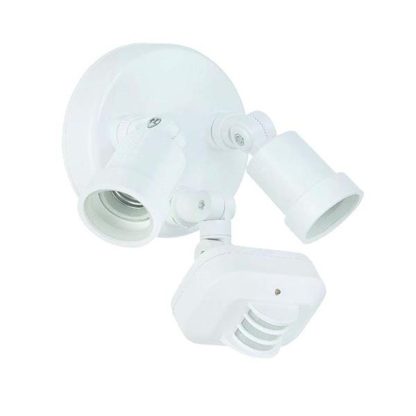 Two Light White Adjustable Arm Floodlight with Motion Sensor 