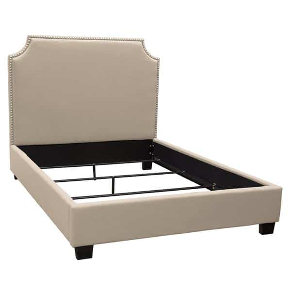Kingston Queen Bed with Nail Head Accent - Desert Sand Linen 