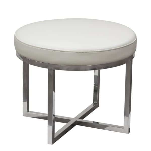 Ritz Round Accent Stool in White Bonded Leather 