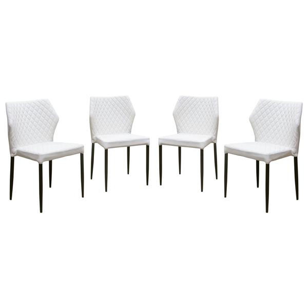 Milo 4-Pack Dining Chairs in White Diamond Tufted Leatherette 