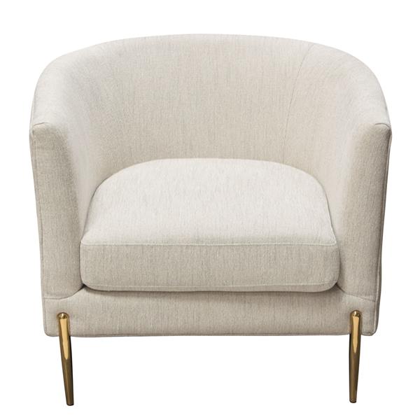 Lane Chair in Light Cream Fabric with Gold Metal Legs 