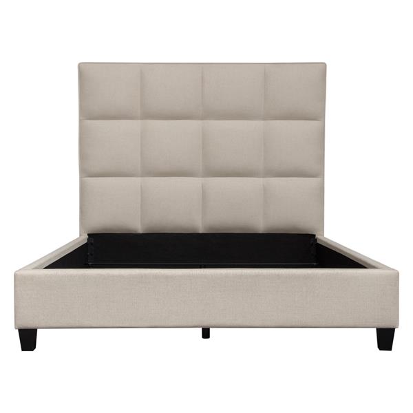 Devon Grid Tufted Eastern King Bed in Sand Fabric 