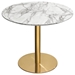 Stella 36-Inch Round Dining Table with Faux Marble Top and Brushed Gold Metal Base - DIA3270