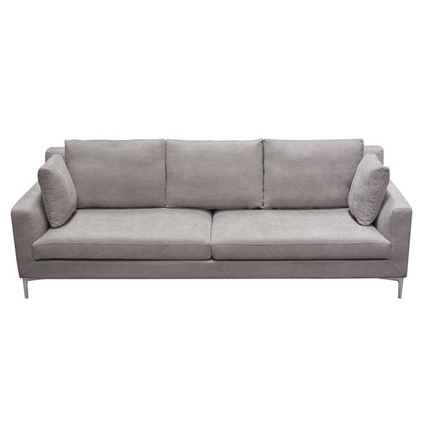 Seattle Loose Back Sofa in Grey Polyester Fabric with Silver Metal Leg 