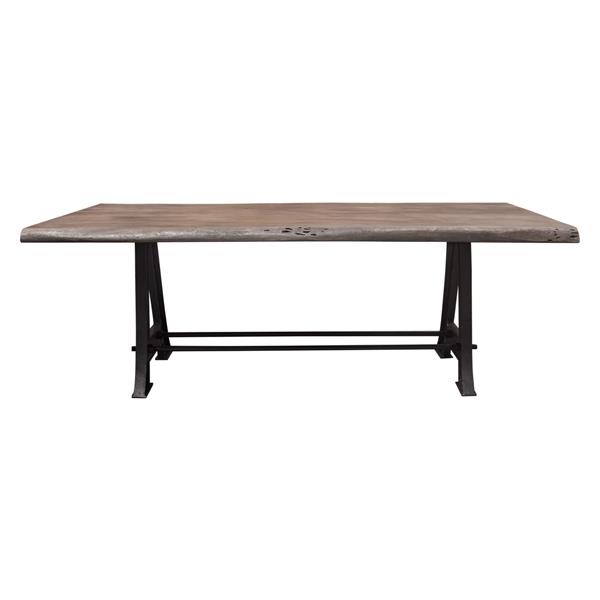 Artesia Solid Acacia Wood Top Dining Table with Live Edge in Espresso Finish 