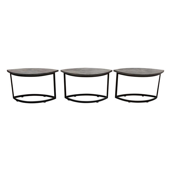 Dalia 3-Piece Cocktail Table Set with Solid Sheesham Wood Top 