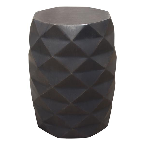 Fig Solid Mango Wood Accent Table in Grey Finish with Geometric Motif 