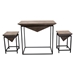Venue Counter Table with Two Stools with Solid Mango Top in Walnut Grey Finish - DIA3389