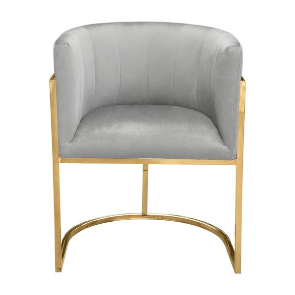 Pandora Dining Chair in Grey Velvet with Gold Frame 