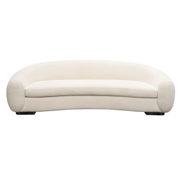 Pascal Sofa in Bone Boucle Textured Fabric with Contoured Arms and Back 
