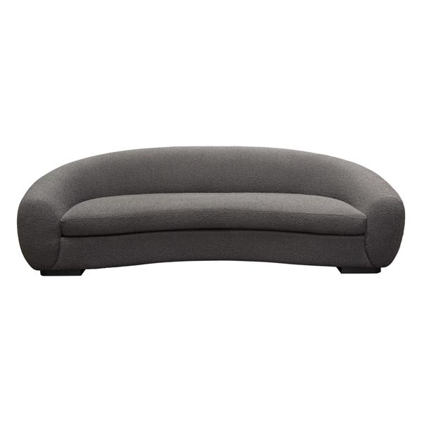 Pascal Sofa in Charcoal Boucle Textured Fabric with Contoured Arms and Back 