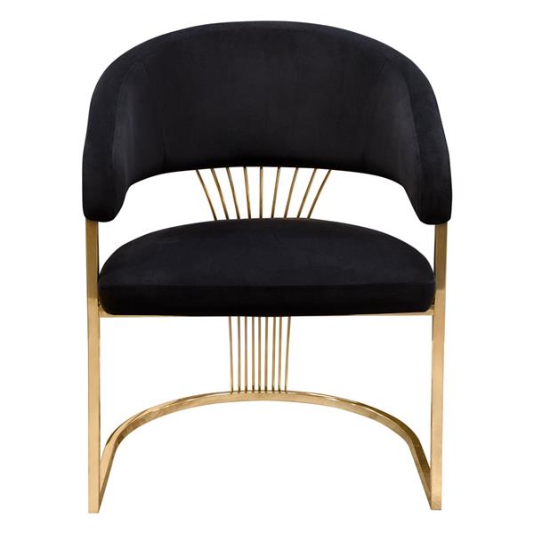 Solstice Dining Chair in Black Velvet with Gold Metal Frame 