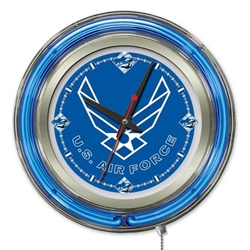 United States Air Force 15-Inch Double Neon Wall Clock with Chrome Casing 