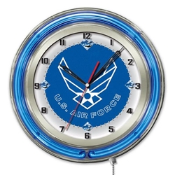 United States Air Force 19-Inch Double Neon Wall Clock with White Neon Ring 