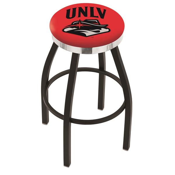 L8B2C UNLV 25-Inch Swivel Counter Stool with a Black Wrinkle and Chrome Finish 